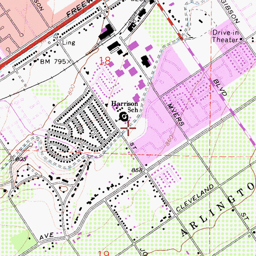 Topographic Map of Harrison Park, CA