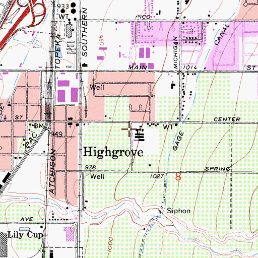 Topographic Map of Highgrove Elementary School, CA