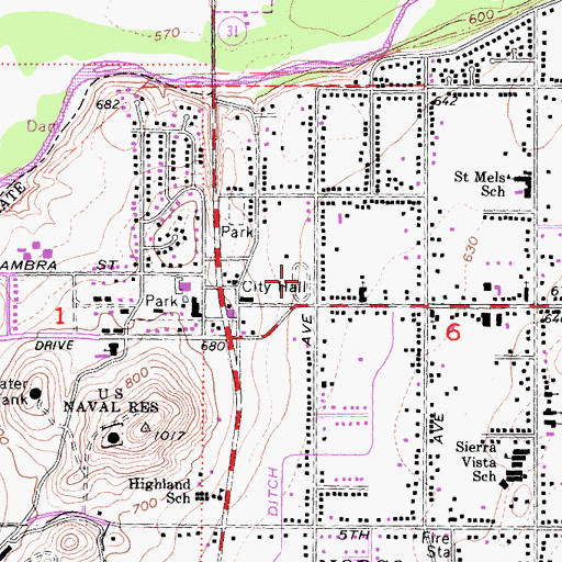 Topographic Map of Horsemans Park, CA