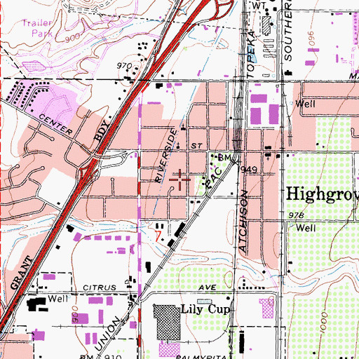 Topographic Map of Kingdom Hall of Jehovahs Witnesses, CA