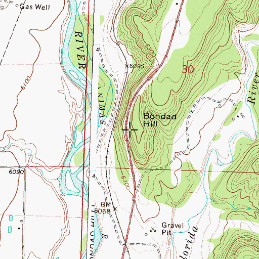 Topographic Map of Bondad Hill, CO