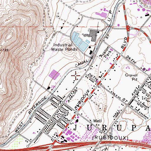 Topographic Map of Mount Rubidoux Seventh Day Adventist Church, CA