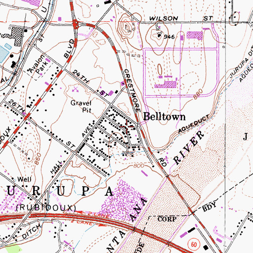 Topographic Map of Mount Vernon Baptist Church, CA