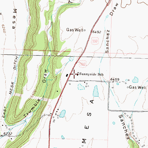 Topographic Map of Sunnyside Elementary School, CO