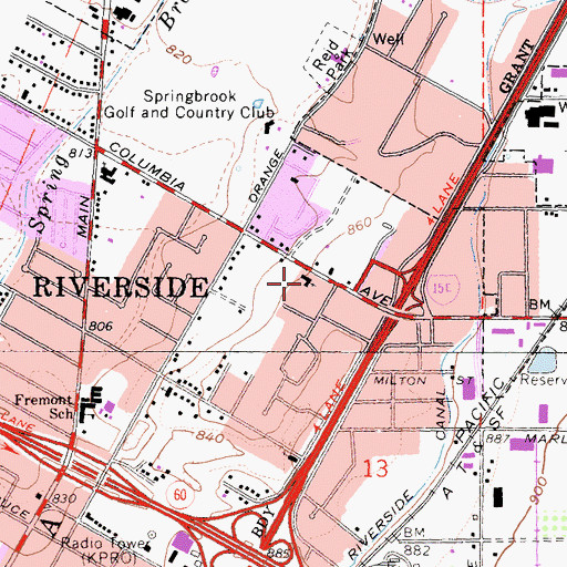 Topographic Map of Northside Church of Christ, CA