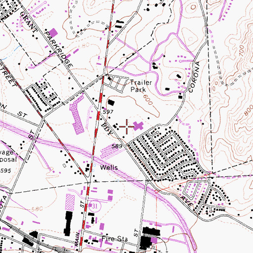 Topographic Map of Parkridge Elementary School, CA