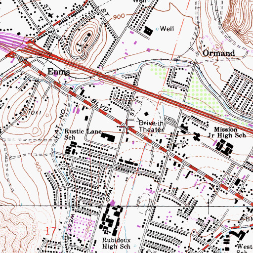 Topographic Map of Rubidoux Shopping Center, CA