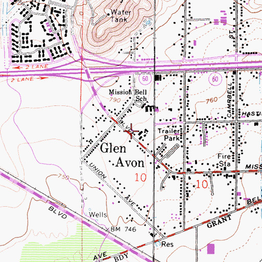 Topographic Map of Sacred Heart Church, CA