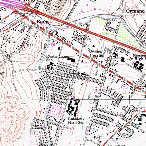 Topographic Map of Saint Johns Catholic Church, CA