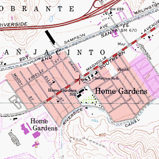 Topographic Map of Samoan Seventh Day Adventist Church, CA