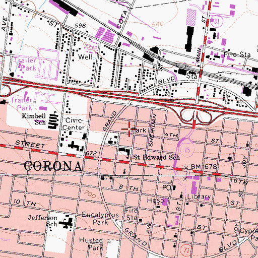 Topographic Map of Sheridan Park, CA