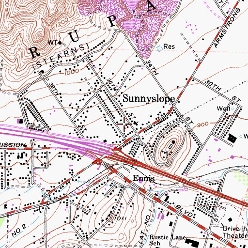 Topographic Map of Sunnyslope Community Church, CA