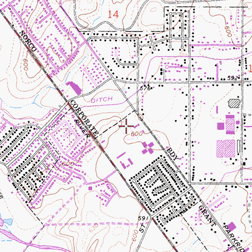 Topographic Map of Victress Bower School for Exceptional Students, CA