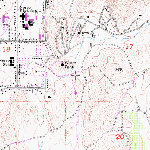 Topographic Map of William McKinley Elementary School, CA