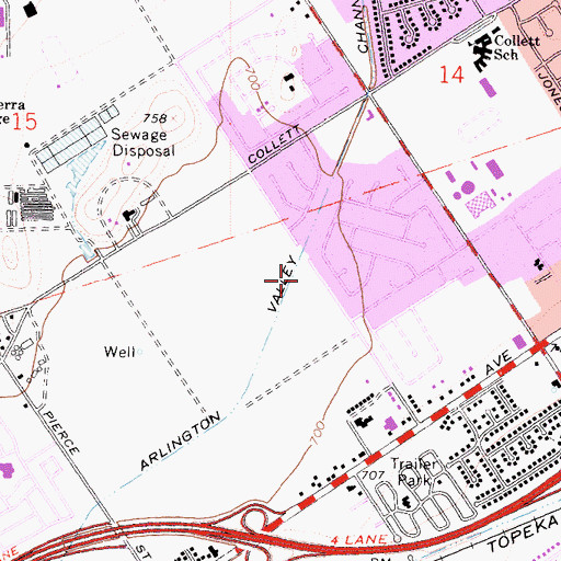 Topographic Map of Christa S McAuliffe Elementary School, CA