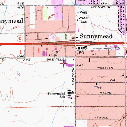 Topographic Map of Moreno Valley Plaza Shopping Center, CA