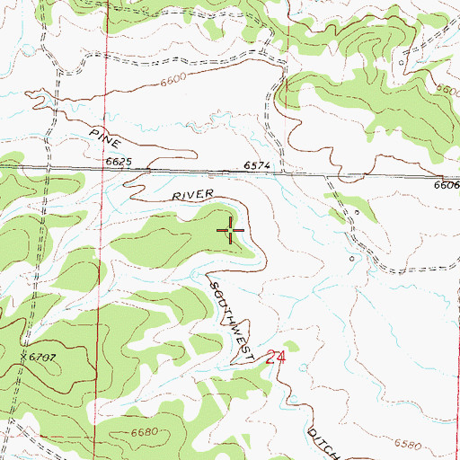 Topographic Map of Pine River Southwest Ditch, CO