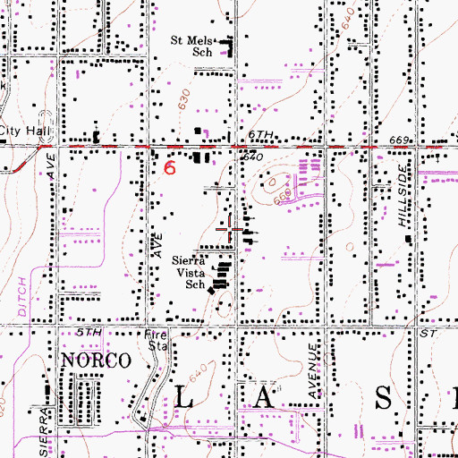 Topographic Map of Norco Christian Church, CA