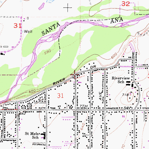 Topographic Map of Norco Church of Christ, CA