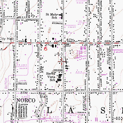 Topographic Map of Norco First Assembly of God Church, CA