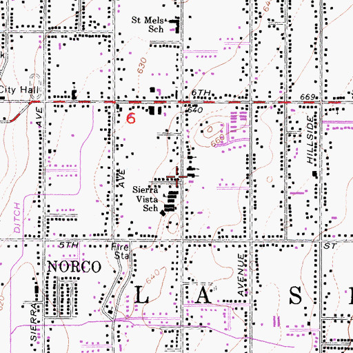 Topographic Map of Norco Seventh Day Adventist Church, CA