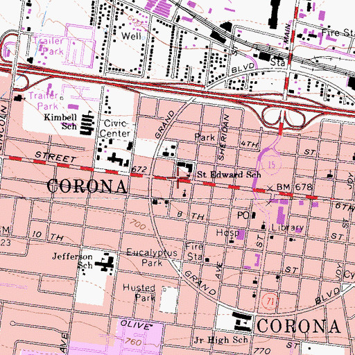 Topographic Map of Saint Edwards Convent, CA