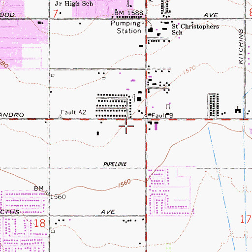 Topographic Map of Sunnymead Towne Center Shopping Center, CA