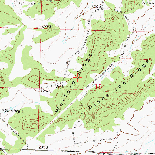 Topographic Map of Worford Ridge, CO