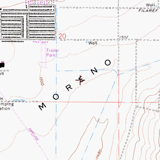 Topographic Map of Victoriano Elementary School, CA