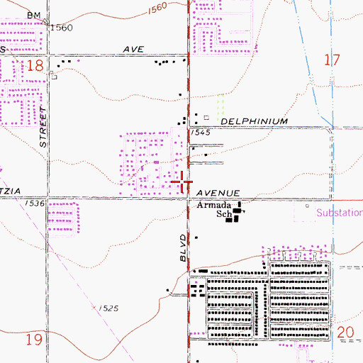 Topographic Map of Woodboro Avenue Shopping Center, CA