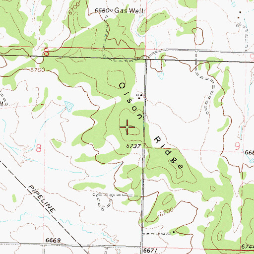Topographic Map of Olson Ridge, CO
