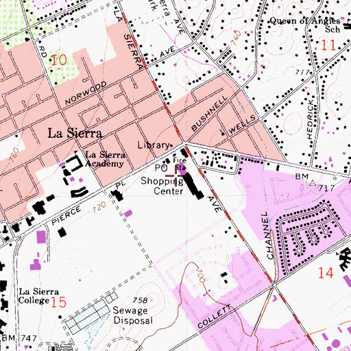 Topographic Map of Five Points Shopping Center, CA