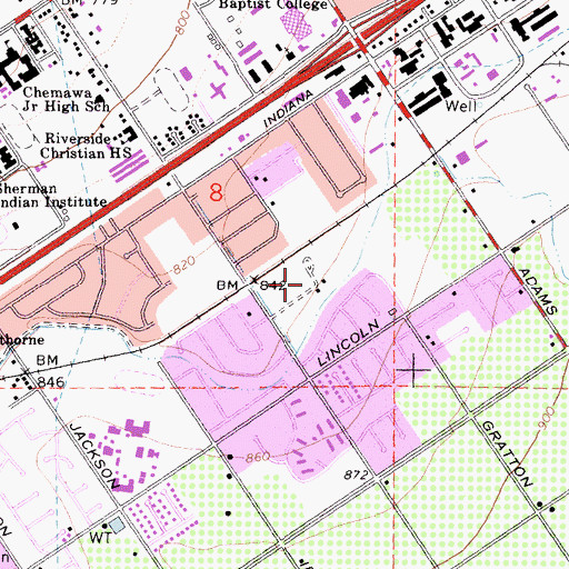 Topographic Map of Monroe Park, CA