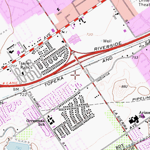 Topographic Map of Nexus Towncenter Shopping Center, CA