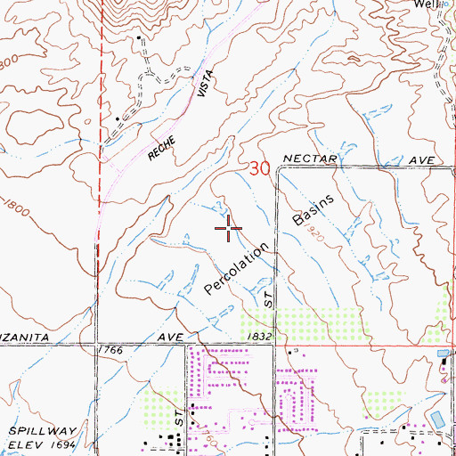 Topographic Map of Sugar Hill Elementary School, CA