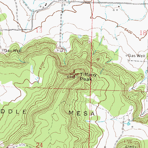 Topographic Map of Tiffany Peak, CO