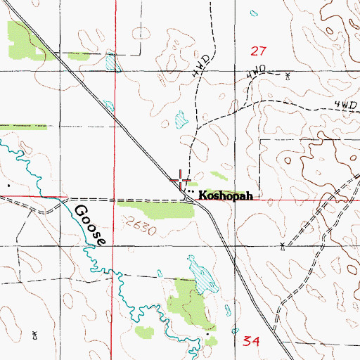 Topographic Map of Koshopah Post Office (historical), NE