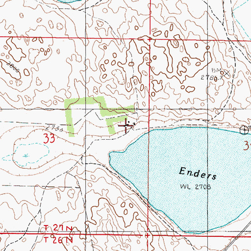 Topographic Map of Enders Lake Post Office (historical), NE