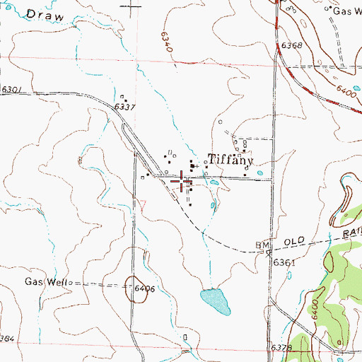 Topographic Map of Tiffany, CO