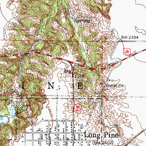 Topographic Map of Long Pine State Recreation Area, NE