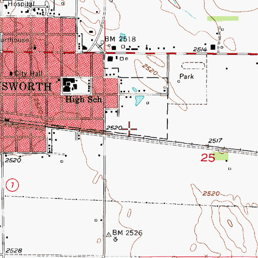 Topographic Map of Brown County Hospital, NE