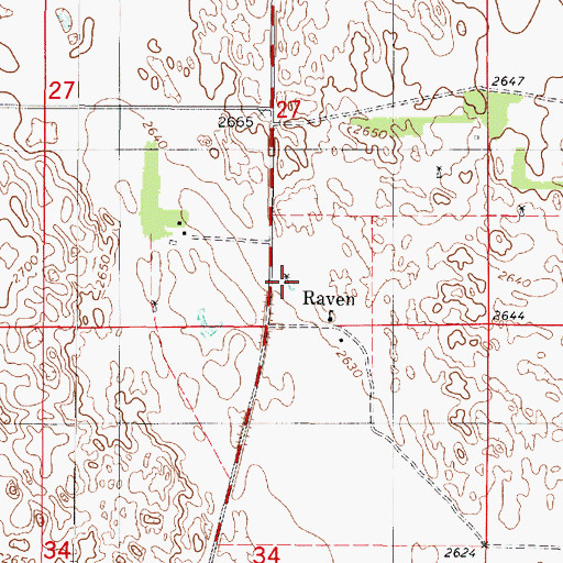 Topographic Map of Raven Post Office (historical), NE