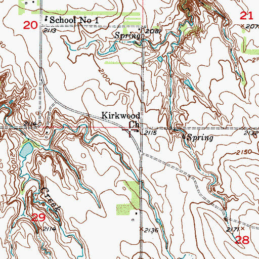 Topographic Map of Kirkwood Post Office (historical), NE