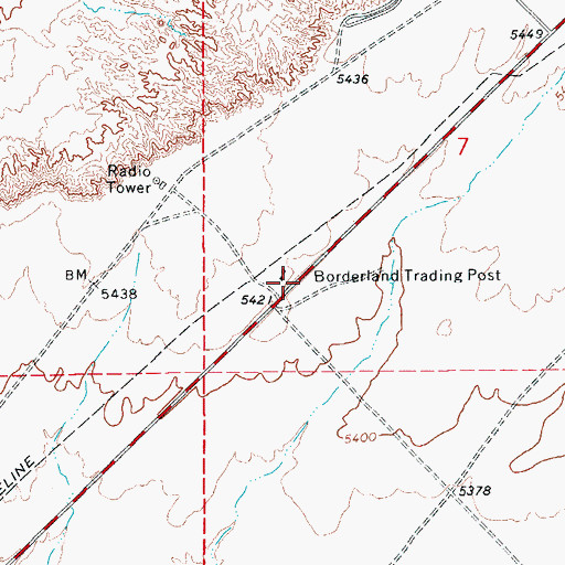Topographic Map of Borderland Trading Post, AZ