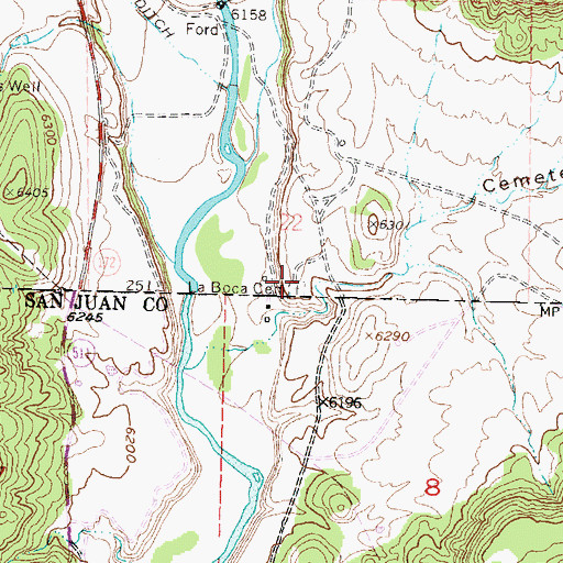 Topographic Map of La Boca Cemetery, CO