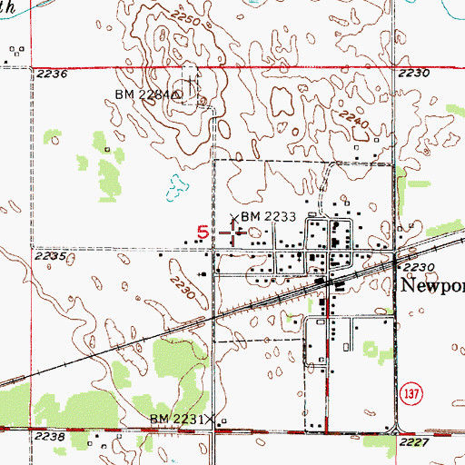 Topographic Map of Newport Public School, NE