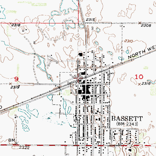 Topographic Map of Bassett, NE