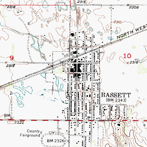 Topographic Map of Bassett Post Office, NE