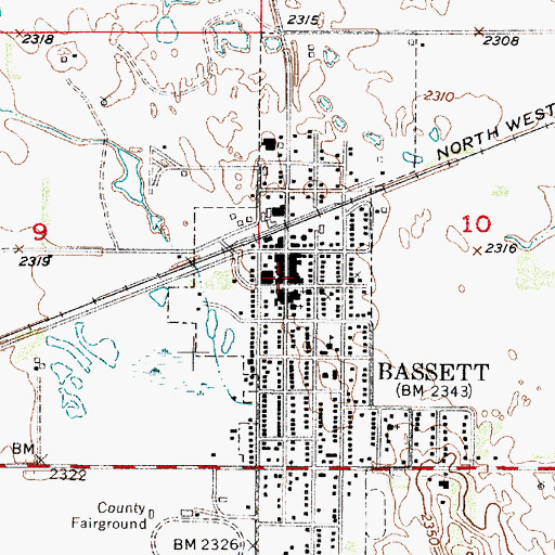 Topographic Map of Bassett Tourist Park, NE