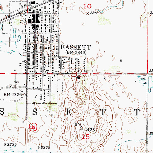 Topographic Map of Rock County High School, NE